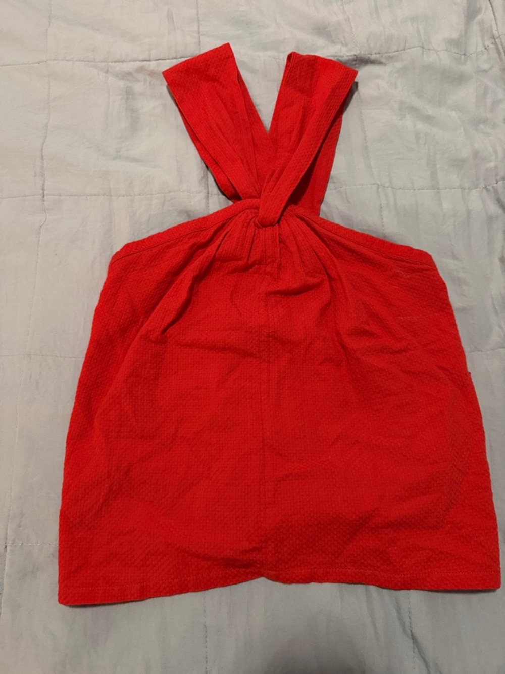 Faherty Scarlet Textured Halter Top with Front Tie